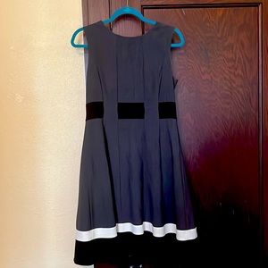 Dark gray color block, full skit A-Line dress
